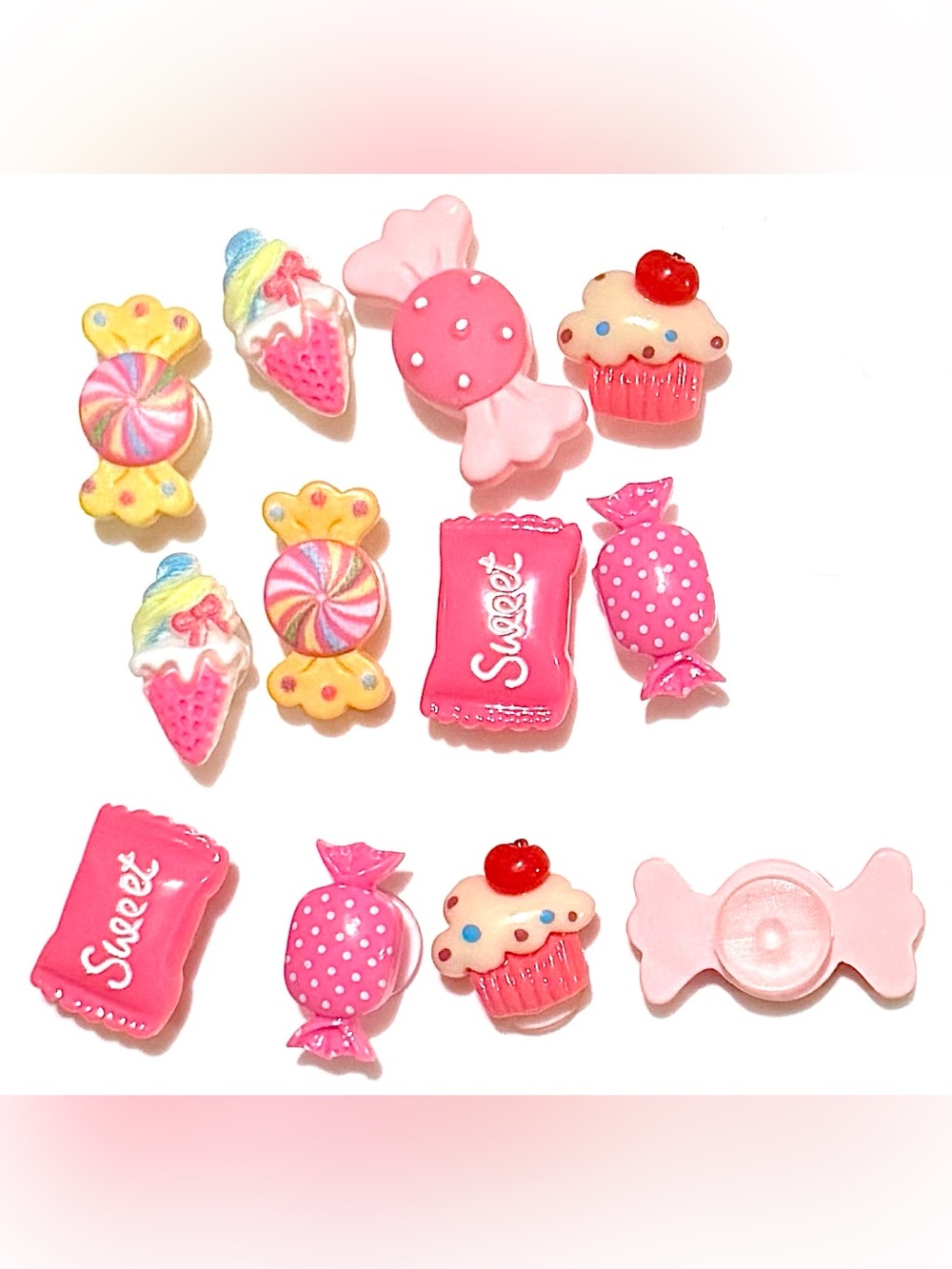 12 Pink Sweets Resin Glossy Croc Charms Jibbit Shoe Charm